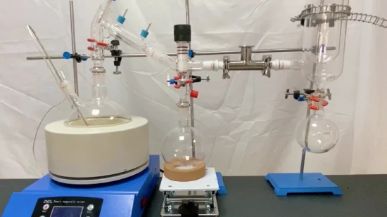 5 10 20 Unità di distillazione molecolare a percorso breve in vetro da laboratorio per estrazione dell'olio a percorso breve da 50 litri